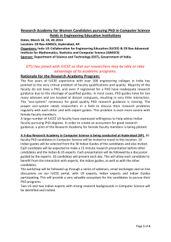 Important Information for Women Candidates pursuing PhD in Computer Science/ Engineering fields