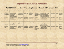 ALVCOM- Active Learning Video Lecture Communication- Schedule for 20th January 2013