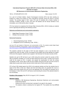 Students of 6th Sem of BE(EC), BE(Electronics), and BE(Mechanical): Opportunity to study during summer at a US University: Last date of Application: 10th Feb 2013
