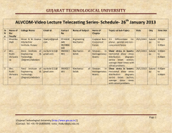 ALVCOM- Active Learning Video Lecture Communication- Schedule for 26th January 2013
