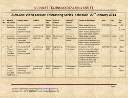 ALVCOM- Active Learning Video Lecture Communication- Schedule for 27th January 2013
