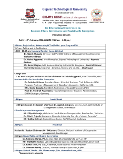 Program Final Schedule of Research Papers Presentations for the Third International Ethics Conference