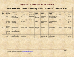 ALVCOM- Active Learning Video Lecture Communication- Schedule for 3rd February 2013