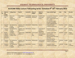 ALVCOM- Active Learning Video Lecture Communication- Schedule for 9th-10th February 2013
