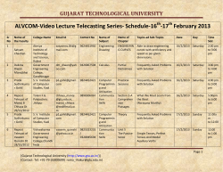 ALVCOM- Active Learning Video Lecture Communication- Schedule for 16th-17th February 2013