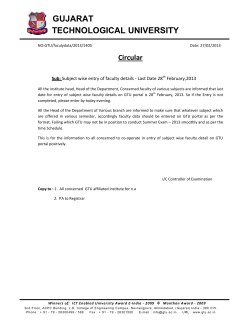 Subject wise entry of faculty details - Last Date 28th February,2013