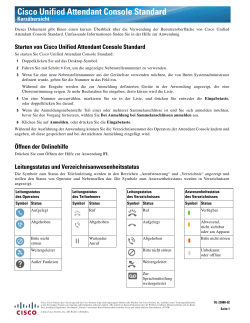 Cisco Unified Attendant Console Standard Kurz&Atilde;&frac14;bersicht Guide Version 10.5.1 SR1 (Deutsch)