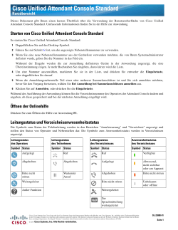 Cisco Unified Attendant Console Standard Kurz&Atilde;&frac14;bersicht Guide Version 10.5.1 (Deutsch)