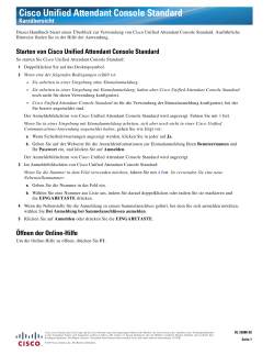 Cisco Unified Attendant Console Standard Kurz&Atilde;&frac14;bersicht Guide Version 10.6.0 (Deutsch)