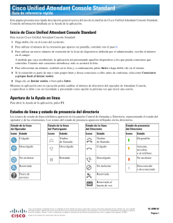 Cisco Unified Attendant Console Standard Gu&Atilde;&shy;a de referencia r&Atilde;&iexcl;pida Versi&Atilde;&sup3;n 10.5.1 SR1 (Espa&Atilde;&plusmn;ol)