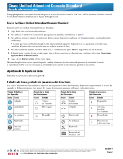 Cisco Unified Attendant Console Standard GuÃ­a de referencia rÃ¡pida VersiÃ³n 10.5.1 (EspaÃ±ol)