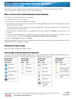 Cisco Unified Attendant Console Standard Guide de rÃ©fÃ©rence rapide Version 10.5.1 (FranÃ§ais)