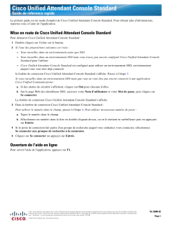 Cisco Unified Attendant Console Standard Guide de r&Atilde;&copy;f&Atilde;&copy;rence rapide Version 10.6.0 (Fran&Atilde;&sect;ais)