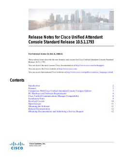 Release Notes for Cisco Unified Attendant Console Standard Version 10.5.1 SR1