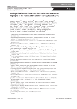 Ecological effects of alternative fuel reduction treatments: highlights of the national Fire and Fire Surrogate Study (FFS)