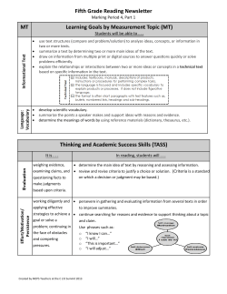Parent Newsletter: Reading Quarter 4, Part 1