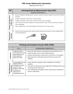 Parent Newsletter: Math Quarter 4, Part 1