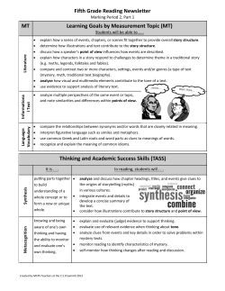 Parent Newsletter: Reading Quarter 2, Part 1