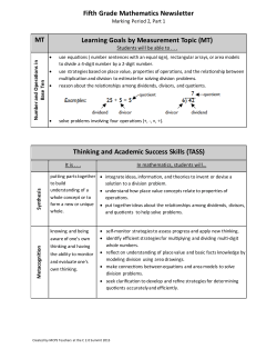 Parent Newsletter: Math Quarter 2, Part 1