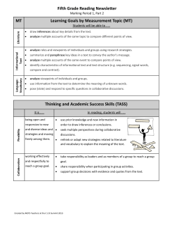 Parent Newsletter: Reading Quarter 1, Part 2