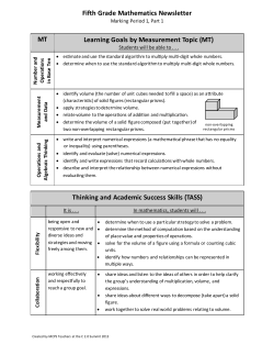 Parent Newletter:&nbsp; Math Quarter 1, part 1