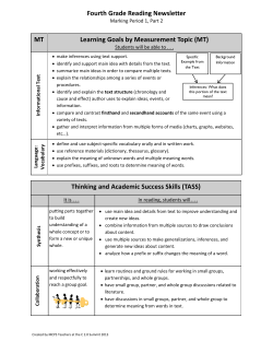 Parent Newsletter: Reading Quarter 1, Part 2