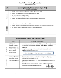 Parent Newsletter: Reading Quarter 1, Part 1
