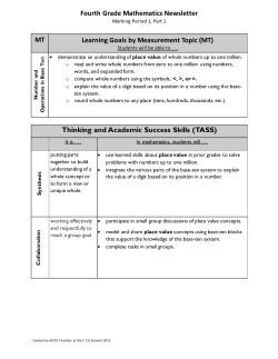 Parent Newsletter: Math Quarter 1, Part 1