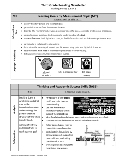 Parent Newsletter: Reading Quarter 1, Part 2