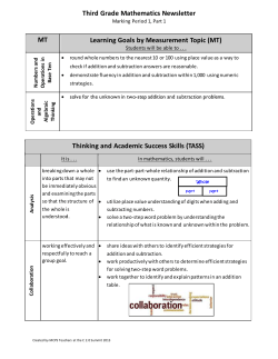 Parent Newsletter: Math Quarter 1, part 1
