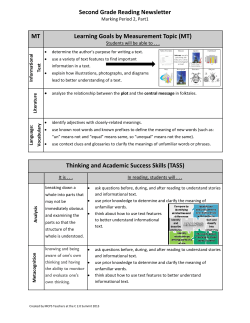 Parent Newsletter: Reading Quarter 2, Part 1