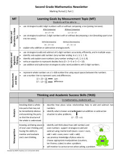 Parent Newsletter: Math Quarter 2, Part 1