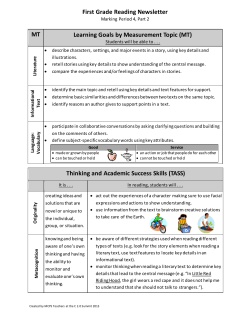 Parent Newsletter: Reading, Quarter 4, Part 2
