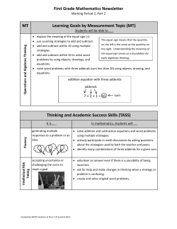 Parent Newsletter: Math, Quarter 2, Part 2