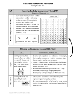 Parent Newsletter: Math, Quarter 1, Part 1