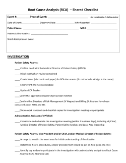 RCA Process Checklist