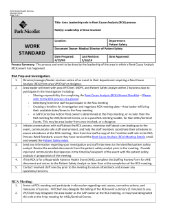 Area Leadership role in RCA process