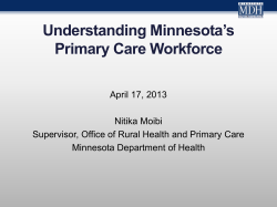 Presentation: Understanding Minnesota's primary care workforce (PDF: 127KB/18 pages)