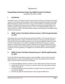 PMAP+ Section 115 Waiver Evaluation Plan 2015-2018