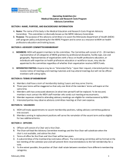 Operating Guidelines for MERC Program Advisory Committee