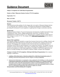 Exemptions for Faith-Based Organizations Guidance Document (PDF: 232KB/4 pages)