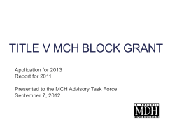 September 7, 2012 Minnesota Title V MCH Block Grant Review