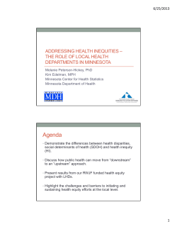 June 7, 2013 LPH Health Inequity Survey