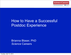 How to Have a Successful Postdoc Slides (PDF)