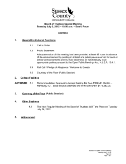 SPECIAL BOARD MEETING AGENDA - July 3, 2012