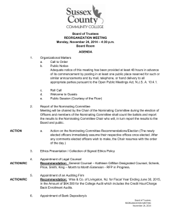 BOARD REORGANIZATION MEETING AGENDAY - November 24, 2014