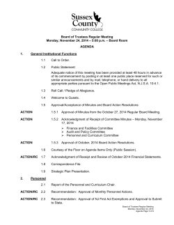 BOARD MEETING AGENDA - November 24, 2014