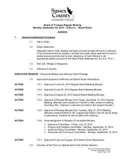 BOARD MEETING AGENDA - Monday, September 22, 2014