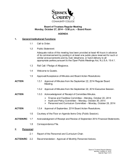 BOARD MEETING AGENDA - October 27, 2014