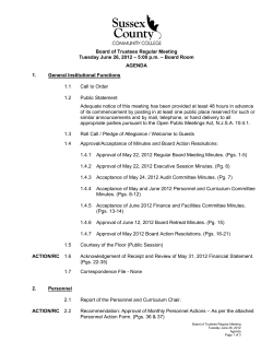 BOARD MEETING AGENDA – June 26, 2012